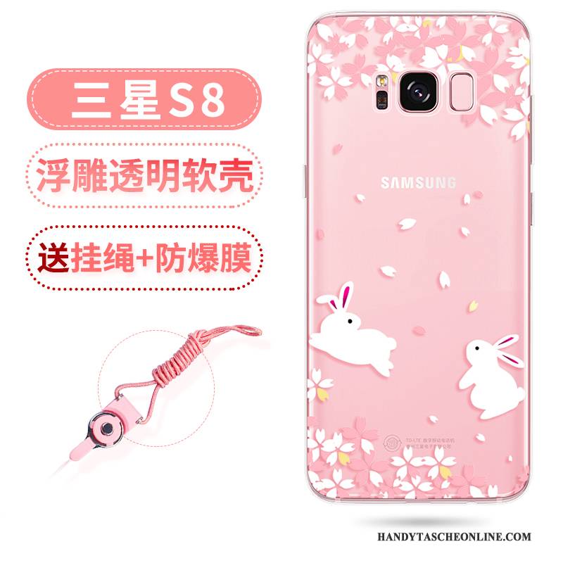 Hülle Samsung Galaxy S8 Taschen Hängende Verzierungen Rosa, Case Samsung Galaxy S8 Prägung Transparent Anti-sturz