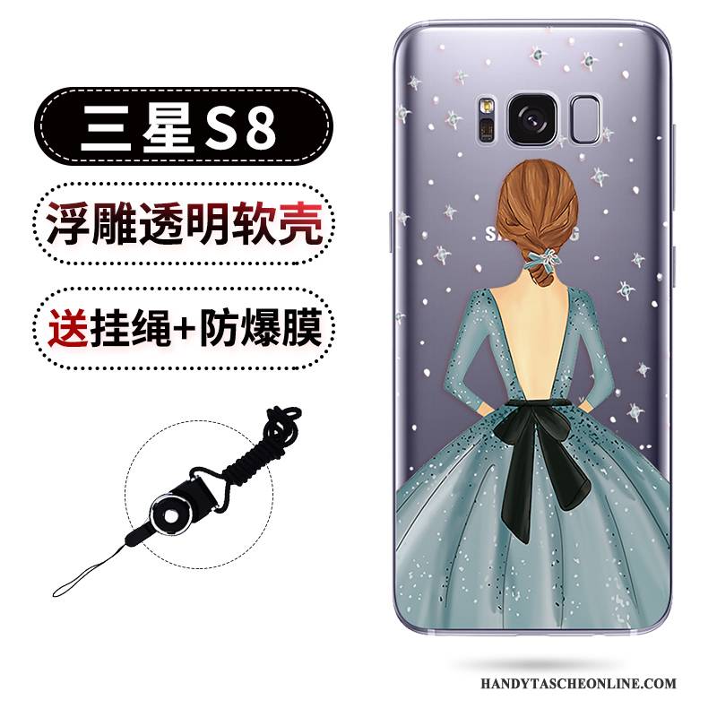 Hülle Samsung Galaxy S8 Taschen Hängende Verzierungen Rosa, Case Samsung Galaxy S8 Prägung Transparent Anti-sturz