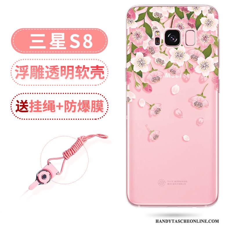 Hülle Samsung Galaxy S8 Taschen Hängende Verzierungen Rosa, Case Samsung Galaxy S8 Prägung Transparent Anti-sturz
