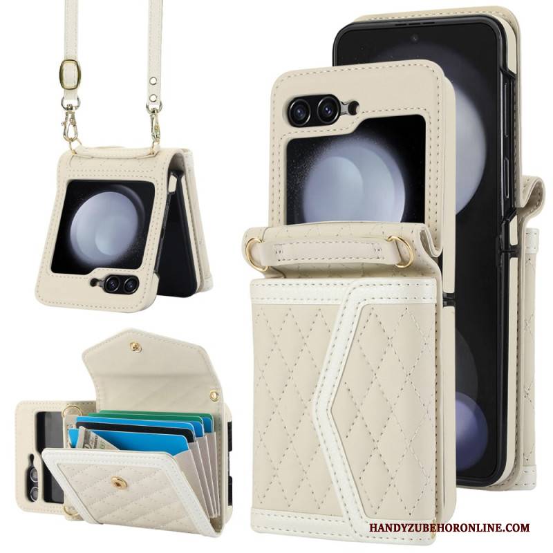 Hülle Samsung Galaxy Z Flip 7 Fe Handyhülle Kartenhalter Mit Schultergurt Und Lanyard