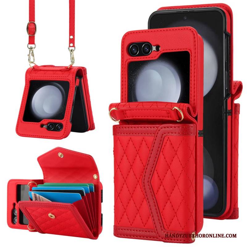 Hülle Samsung Galaxy Z Flip 7 Fe Handyhülle Kartenhalter Mit Schultergurt Und Lanyard