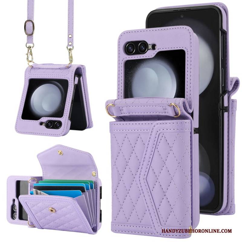 Hülle Samsung Galaxy Z Flip 7 Fe Handyhülle Kartenhalter Mit Schultergurt Und Lanyard
