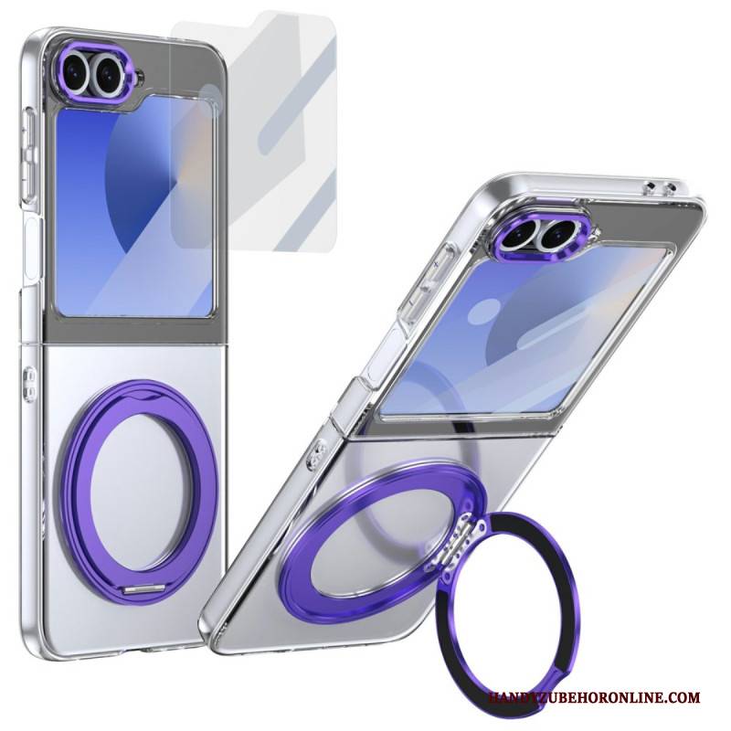 Hülle Samsung Galaxy Z Flip 7 Fe Handyhülle Magnetischer Ständer Und Hd-displayschutzfolie