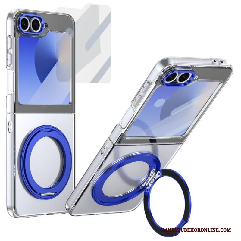 Hülle Samsung Galaxy Z Flip 7 Fe Handyhülle Magnetischer Ständer Und Hd-displayschutzfolie