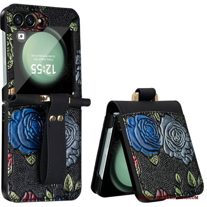 Hülle Samsung Galaxy Z Flip 7 Fe Handyhülle Umhängeriemen Mit Blumenmuster