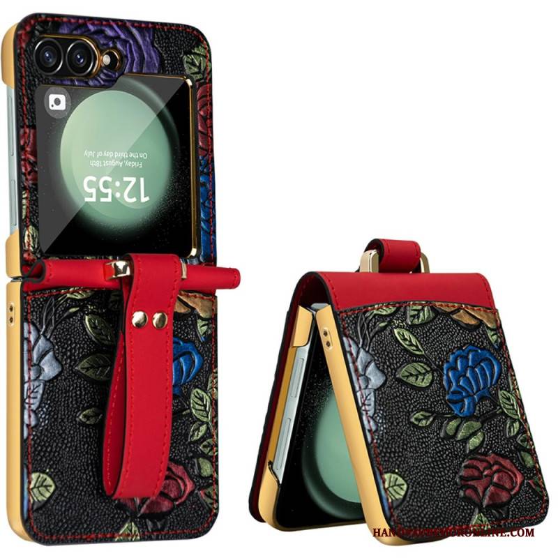 Hülle Samsung Galaxy Z Flip 7 Fe Handyhülle Umhängeriemen Mit Blumenmuster