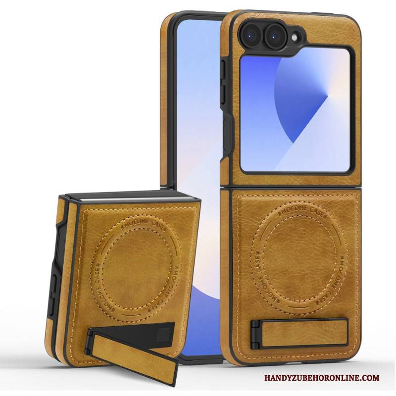 Hülle Samsung Galaxy Z Flip 7 Fe Magsafe-kompatibler Ständer In Lederoptik