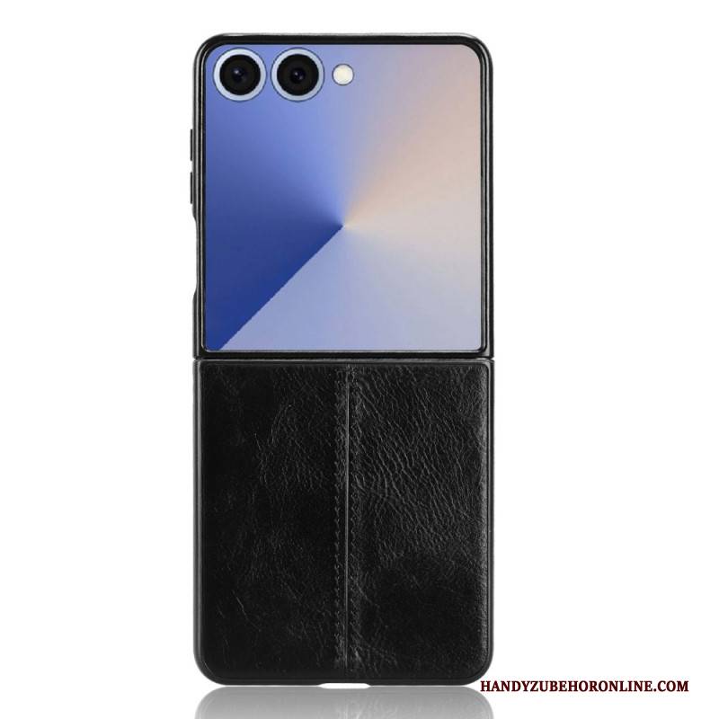 Hülle Samsung Galaxy Z Flip 7 Genähtes Leder Effekt