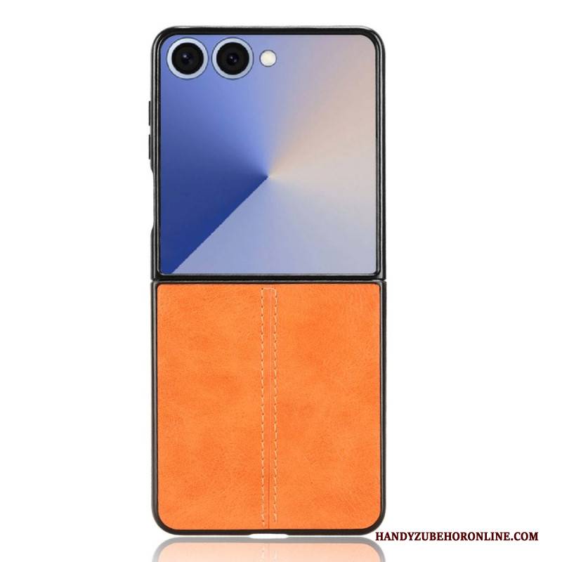 Hülle Samsung Galaxy Z Flip 7 Genähtes Leder Effekt