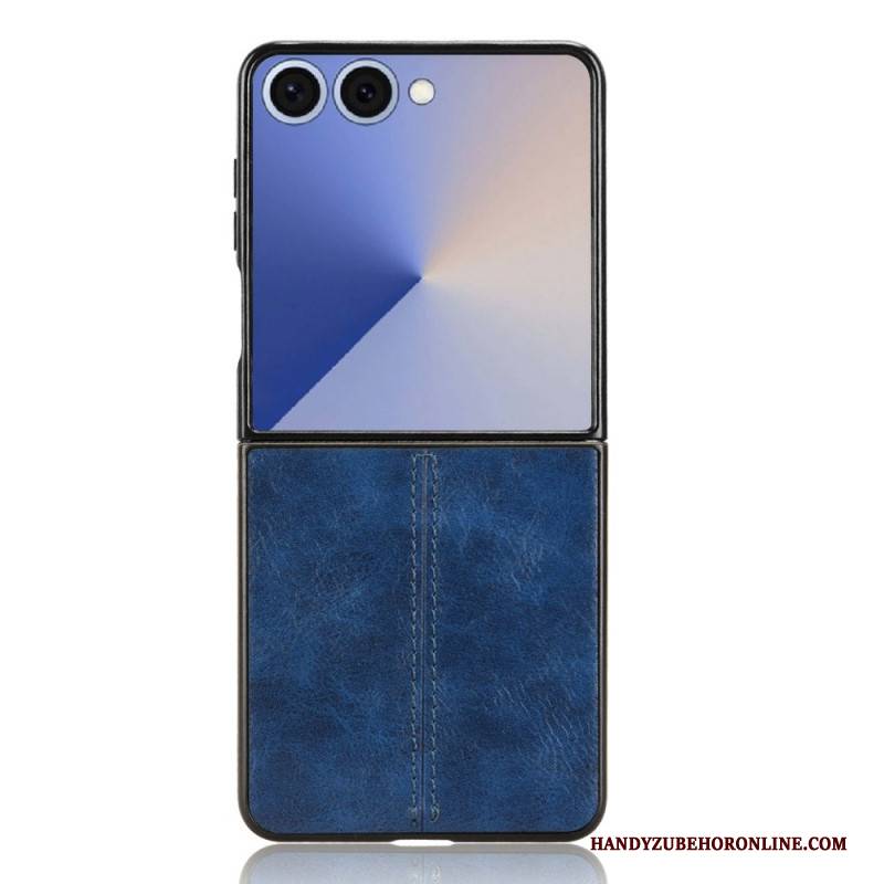 Hülle Samsung Galaxy Z Flip 7 Genähtes Leder Effekt