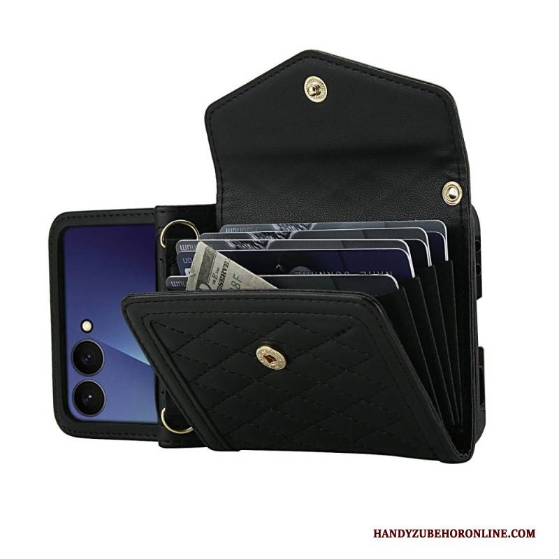 Hülle Samsung Galaxy Z Flip 7 Handyhülle Gepolsterte Kartenhalterung Und Schultergurt
