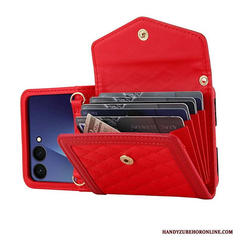 Hülle Samsung Galaxy Z Flip 7 Handyhülle Gepolsterte Kartenhalterung Und Schultergurt