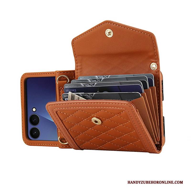 Hülle Samsung Galaxy Z Flip 7 Handyhülle Gepolsterte Kartenhalterung Und Schultergurt