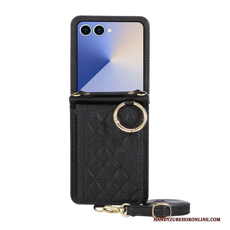 Hülle Samsung Galaxy Z Flip 7 Handyhülle Gesteppte Geldbörse Mit Schultergurt