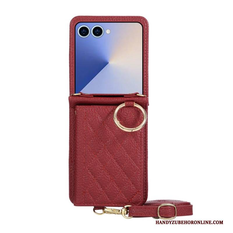 Hülle Samsung Galaxy Z Flip 7 Handyhülle Gesteppte Geldbörse Mit Schultergurt