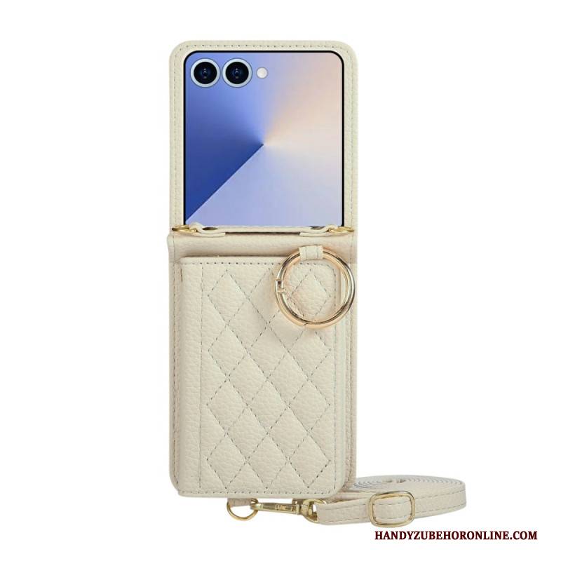 Hülle Samsung Galaxy Z Flip 7 Handyhülle Gesteppte Geldbörse Mit Schultergurt