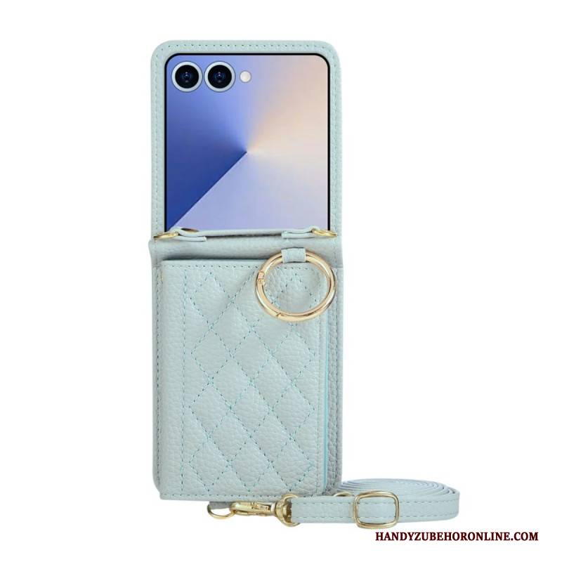 Hülle Samsung Galaxy Z Flip 7 Handyhülle Gesteppte Geldbörse Mit Schultergurt