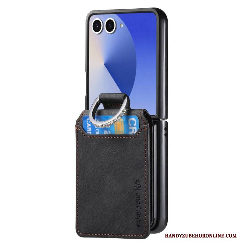 Hülle Samsung Galaxy Z Flip 7 Handyhülle Kartenetui Und Halter Im Vintage-look