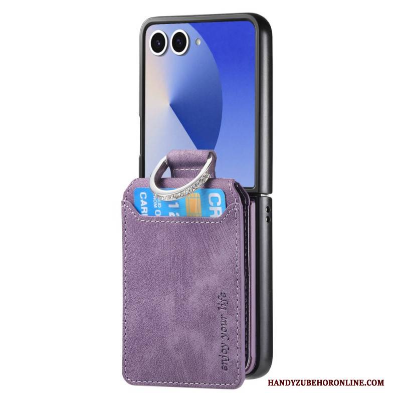 Hülle Samsung Galaxy Z Flip 7 Handyhülle Kartenetui Und Halter Im Vintage-look