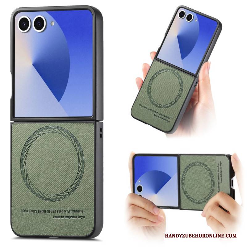 Hülle Samsung Galaxy Z Flip 7 Handyhülle Magsafe-kompatibles Leder In Denim-optik