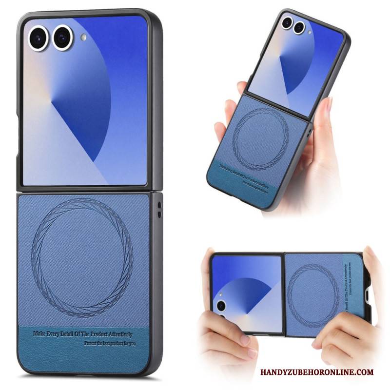 Hülle Samsung Galaxy Z Flip 7 Handyhülle Magsafe-kompatibles Leder In Denim-optik