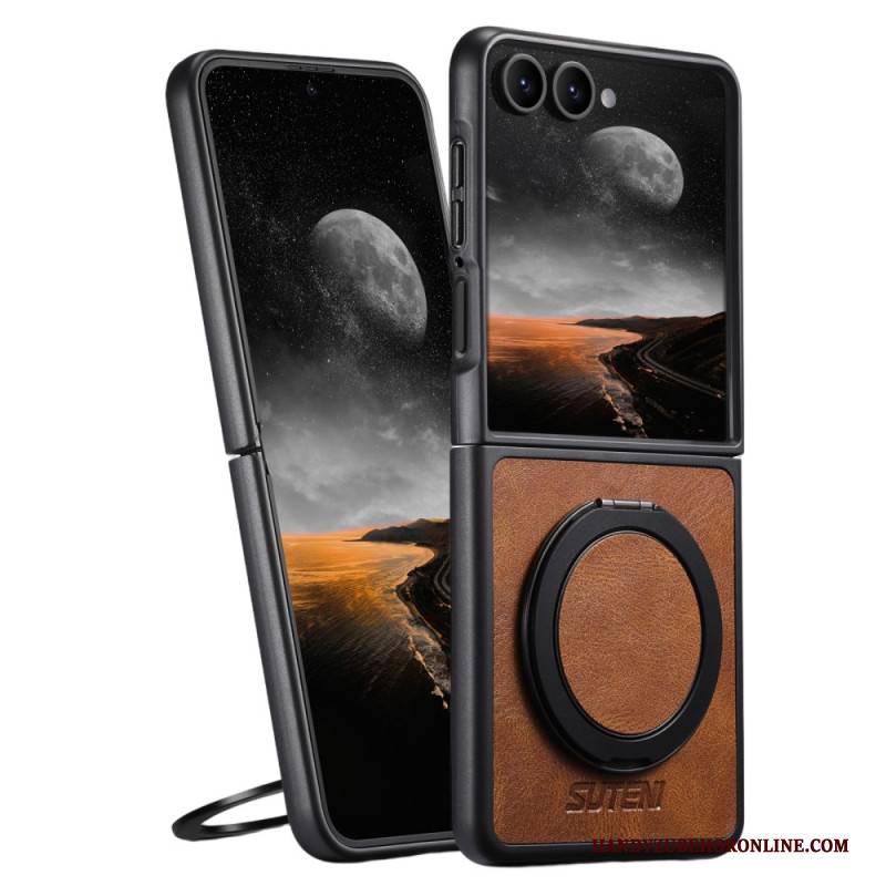 Hülle Samsung Galaxy Z Flip 7 Magsafe-kompatibel Suteni Ringhalter In Lederoptik