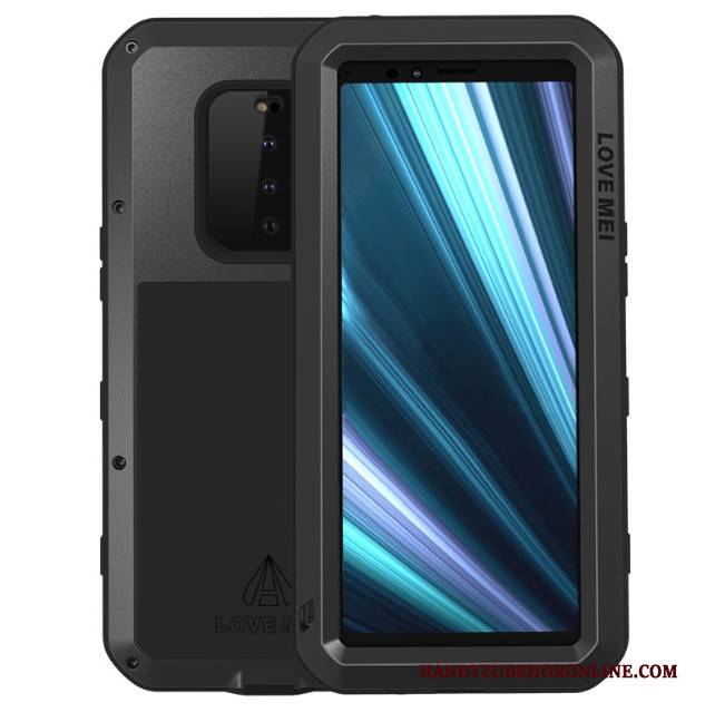 Hülle Sony Xperia 1 Schutz Gelb Drei Verteidigungen, Case Sony Xperia 1 Silikon Handyhüllen Anti-sturz