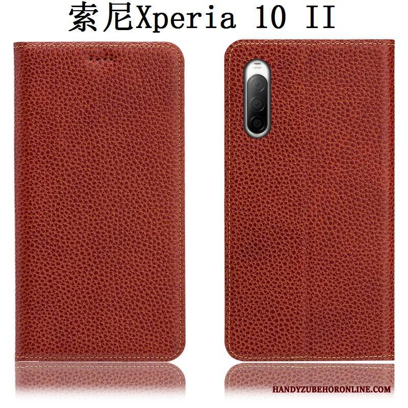Hülle Sony Xperia 10 Ii Schutz Anti-sturz Litchi, Case Sony Xperia 10 Ii Leder Handyhüllen Blau