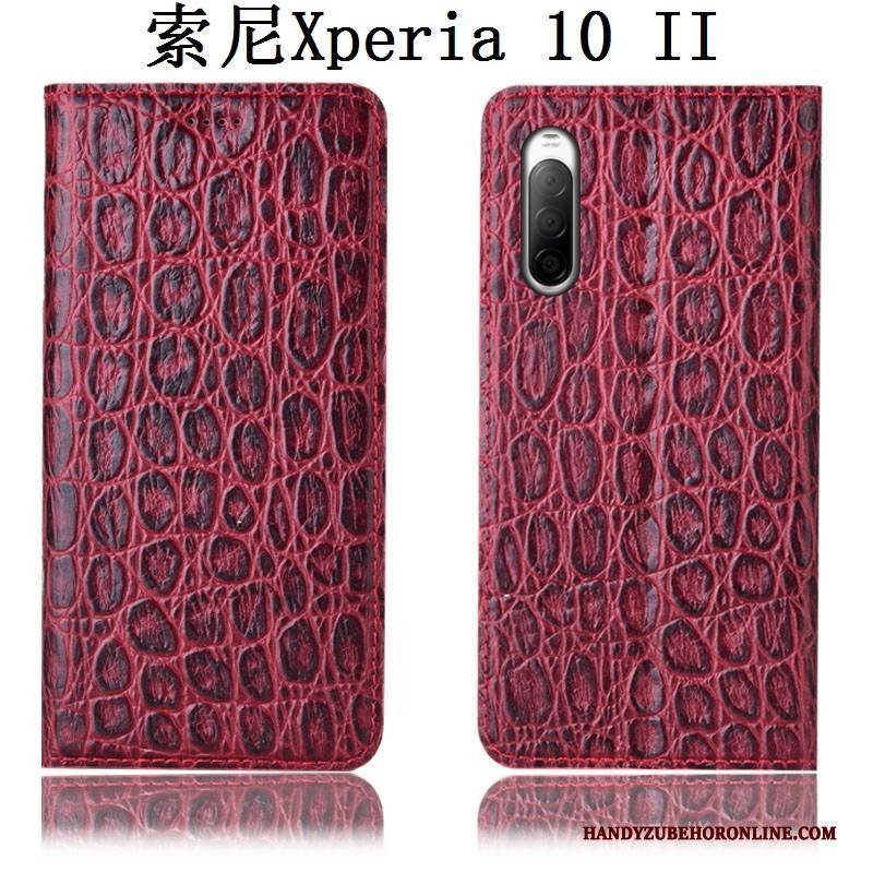 Hülle Sony Xperia 10 Ii Schutz Schwarz Handyhüllen, Case Sony Xperia 10 Ii Lederhülle Anti-sturz