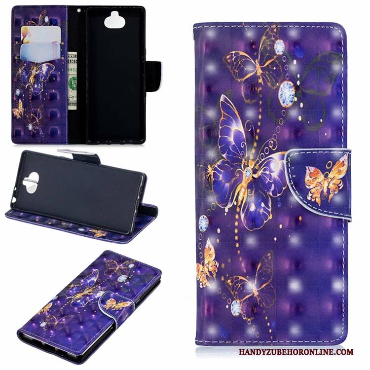 Hülle Sony Xperia 10 Schutz Anti-sturz Handyhüllen, Case Sony Xperia 10 Lederhülle Lila