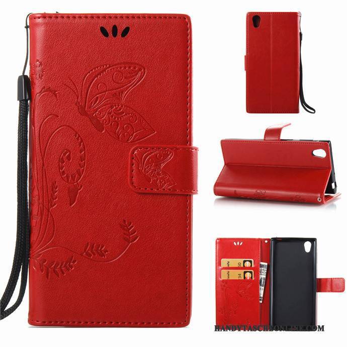 Hülle Sony Xperia L1 Silikon Rot Hängende Verzierungen, Case Sony Xperia L1 Folio Handyhüllen