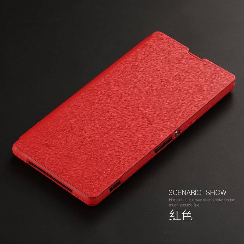 Hülle Sony Xperia Z1 Lederhülle Handyhüllen Schlank, Case Sony Xperia Z1 Schutz Rot
