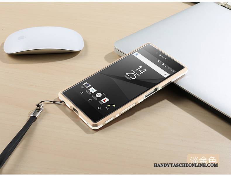 Hülle Sony Xperia Z5 Metall Grenze Handyhüllen, Case Sony Xperia Z5 Schutz Blau