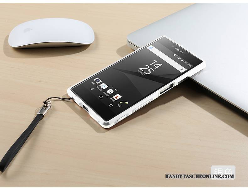 Hülle Sony Xperia Z5 Metall Grenze Handyhüllen, Case Sony Xperia Z5 Schutz Blau