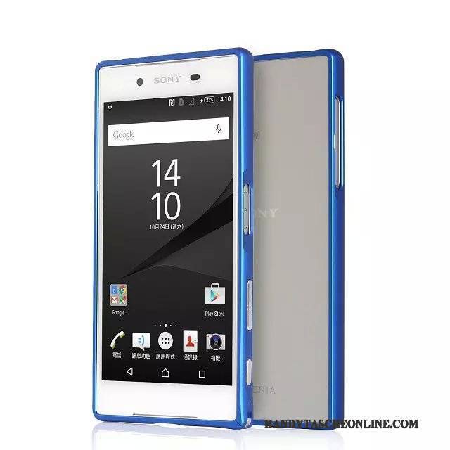 Hülle Sony Xperia Z5 Metall Grenze Handyhüllen, Case Sony Xperia Z5 Schutz Blau