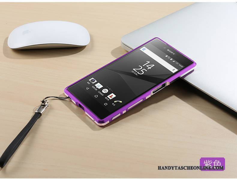 Hülle Sony Xperia Z5 Metall Grenze Handyhüllen, Case Sony Xperia Z5 Schutz Blau