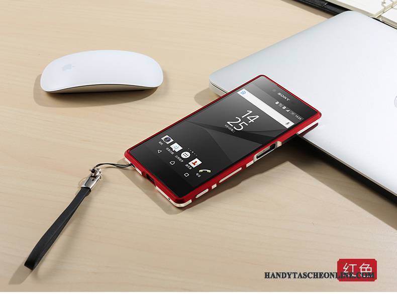 Hülle Sony Xperia Z5 Metall Grenze Handyhüllen, Case Sony Xperia Z5 Schutz Blau