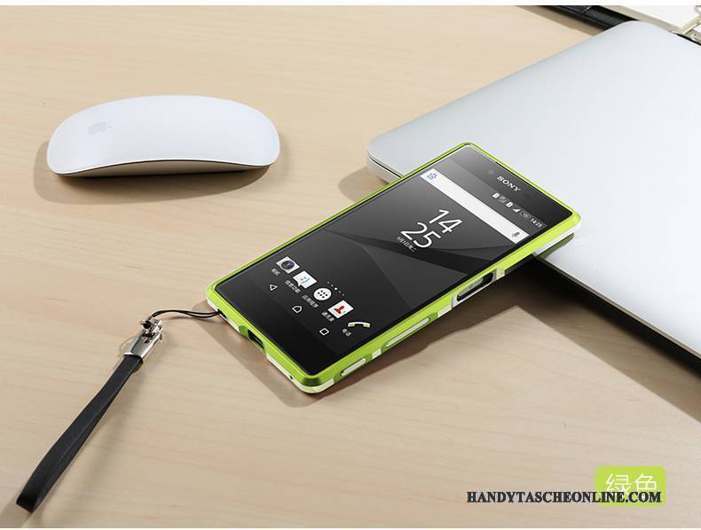 Hülle Sony Xperia Z5 Metall Grenze Handyhüllen, Case Sony Xperia Z5 Schutz Blau