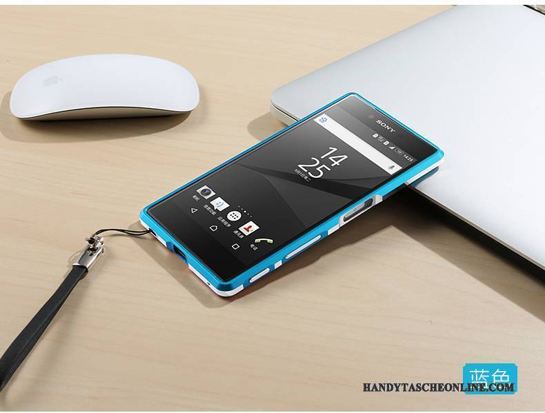 Hülle Sony Xperia Z5 Metall Grenze Handyhüllen, Case Sony Xperia Z5 Schutz Blau