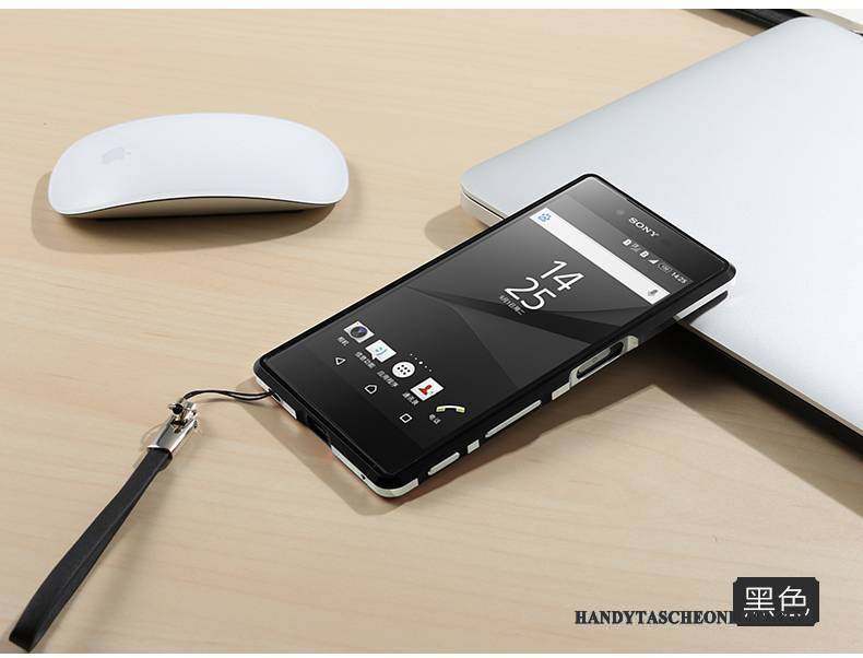 Hülle Sony Xperia Z5 Metall Grenze Handyhüllen, Case Sony Xperia Z5 Schutz Blau