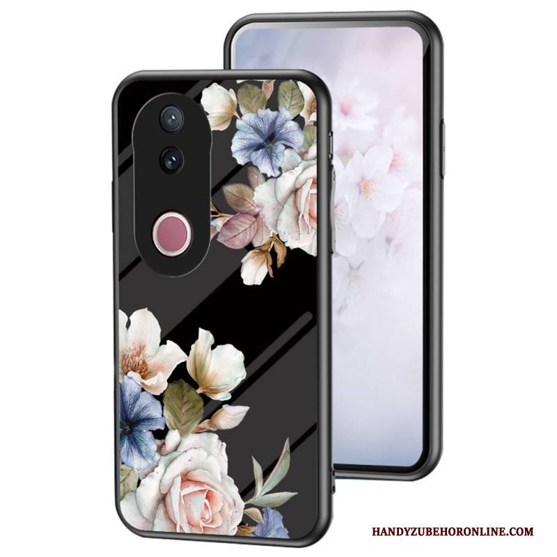 Hülle Vivo V50 5g Handyhülle Gehärtetes Glas Blumenmuster