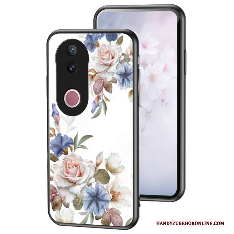 Hülle Vivo V50 5g Handyhülle Gehärtetes Glas Blumenmuster