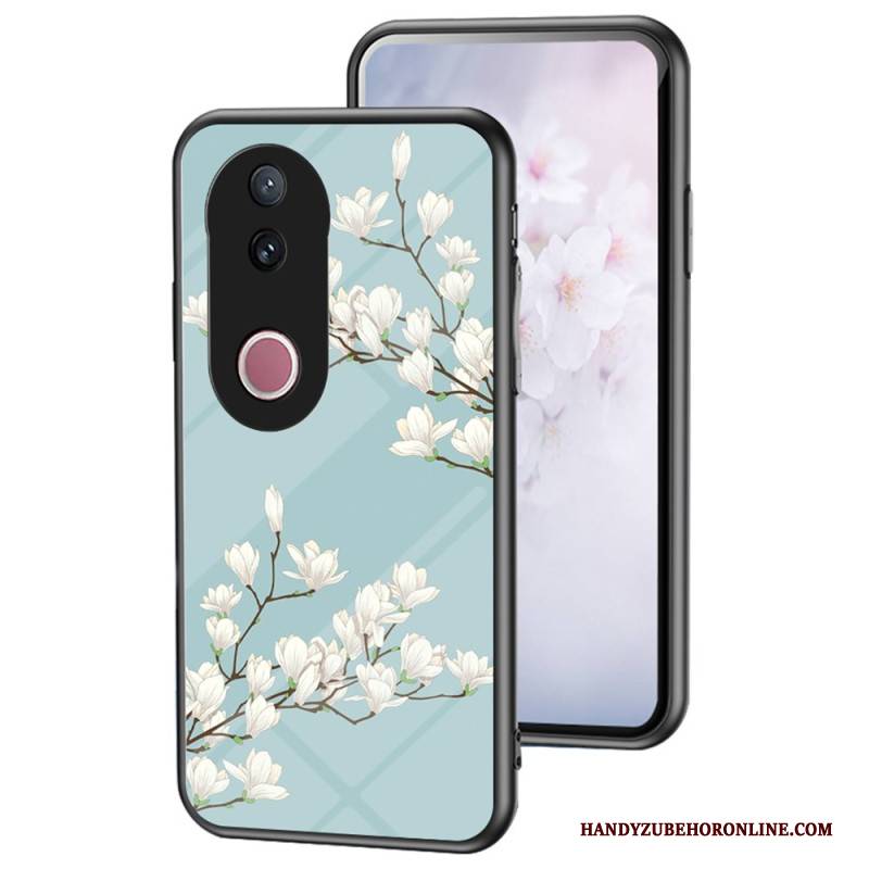 Hülle Vivo V50 5g Handyhülle Gehärtetes Glas Blumenmuster