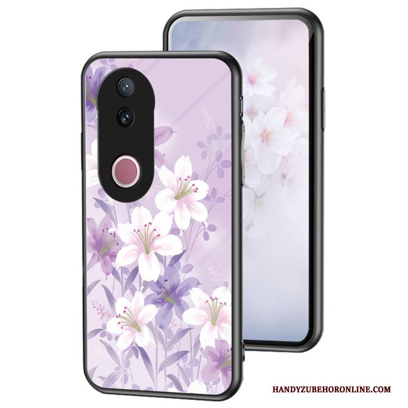 Hülle Vivo V50 5g Handyhülle Gehärtetes Glas Blumenmuster