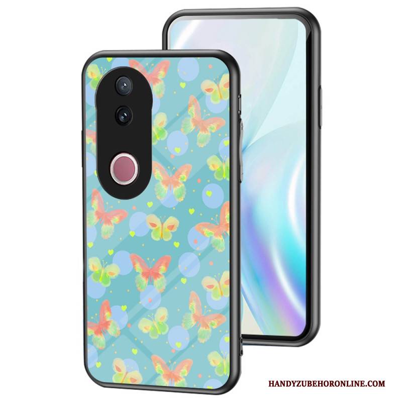 Hülle Vivo V50 5g Handyhülle Gehärtetes Glas Schmetterlingsmuster
