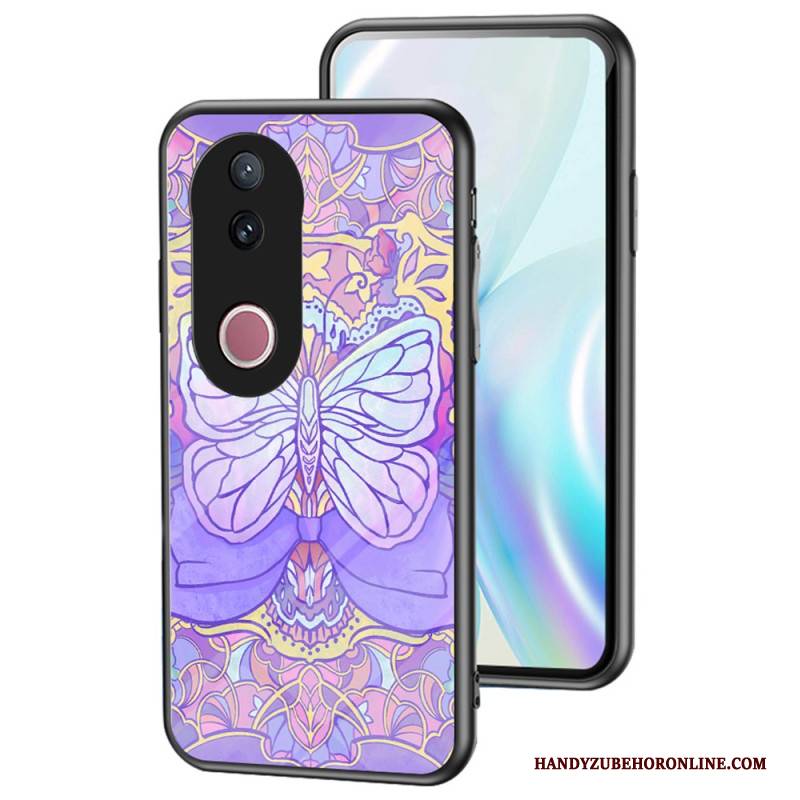 Hülle Vivo V50 5g Handyhülle Gehärtetes Glas Schmetterlingsmuster