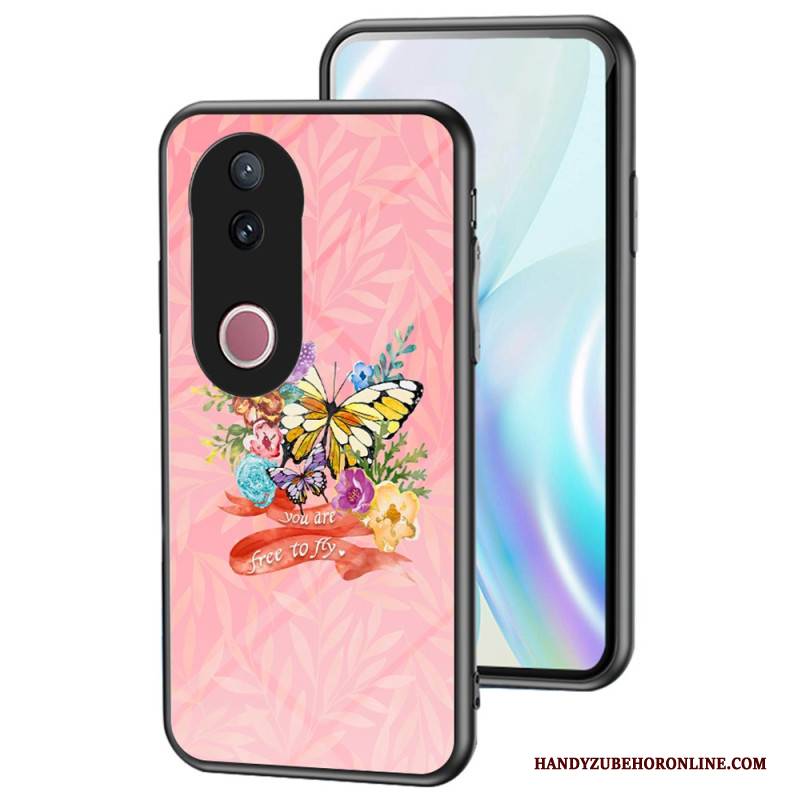Hülle Vivo V50 5g Handyhülle Gehärtetes Glas Schmetterlingsmuster
