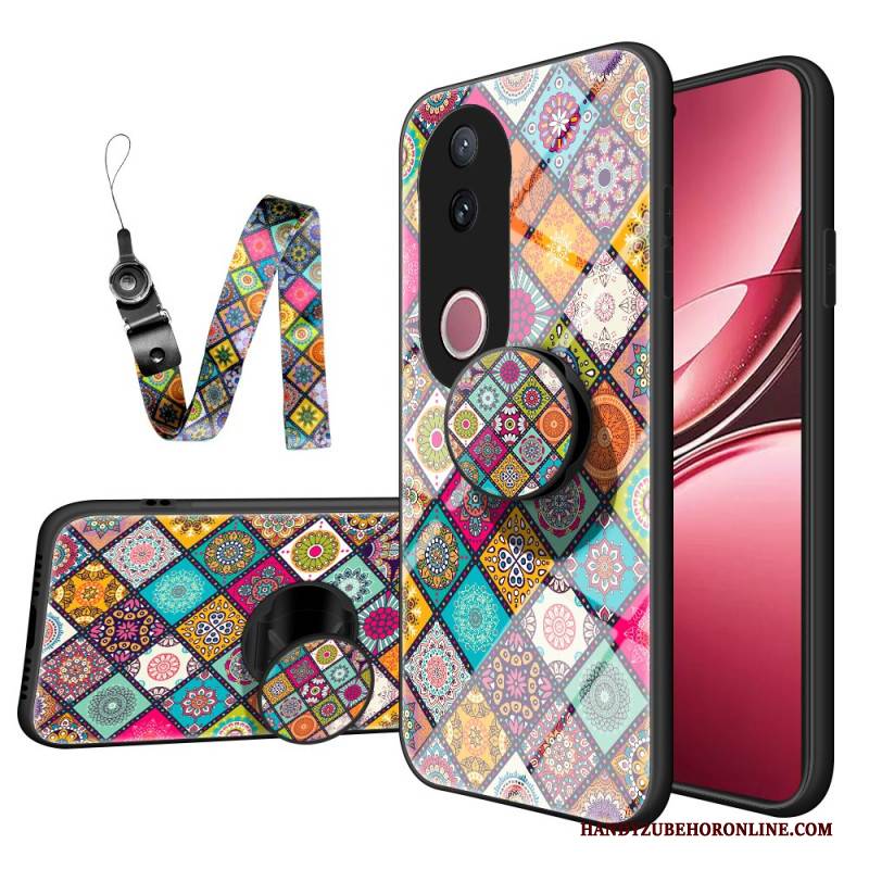 Hülle Vivo V50 5g Patchwork-ständer Und Tragegurt