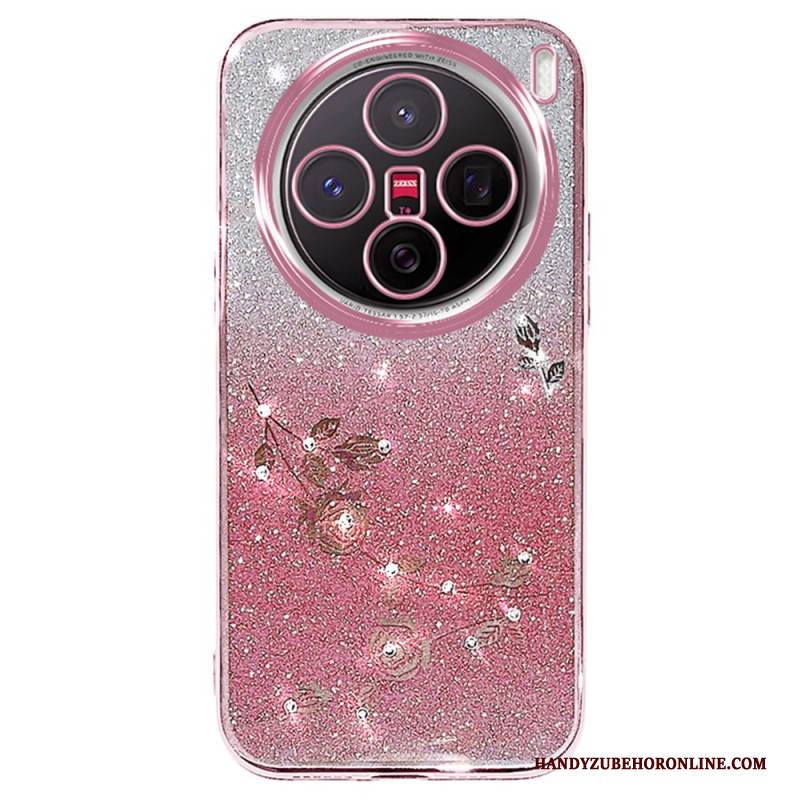 Hülle Vivo X200 Pro Ständer Mit Blumen Und Strasssteinen (kadem)