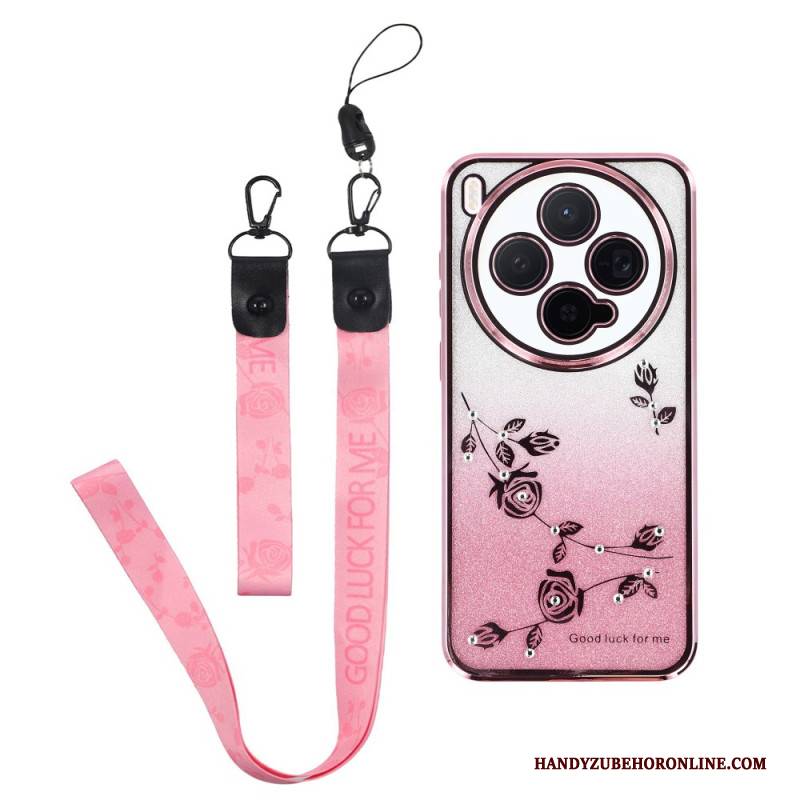 Hülle Vivo X300 Handyhülle Ringhalter Mit Blumen Und Strasssteinen